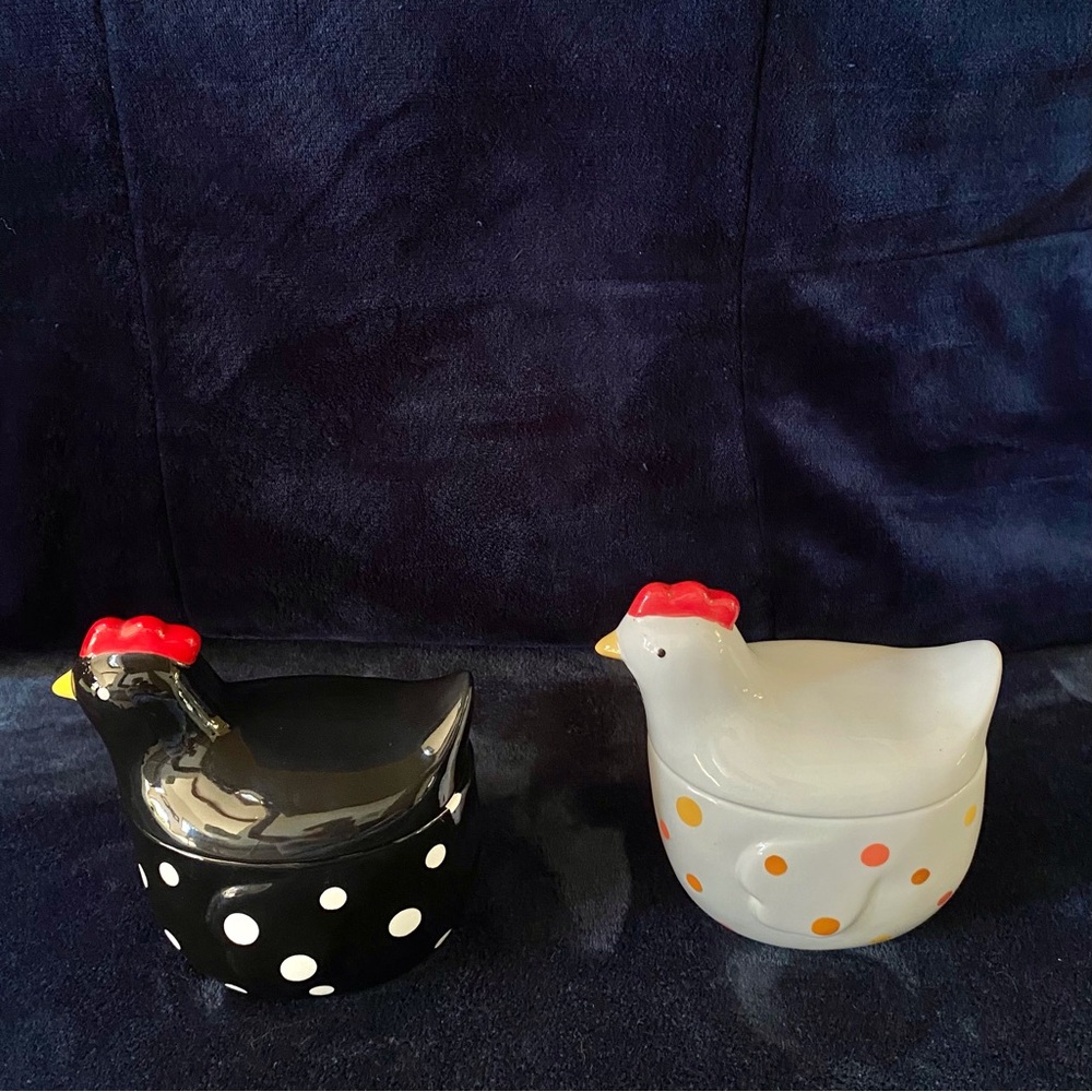 TAG Black and White Polka Dot Chicken Candy Dishes - Set of 2